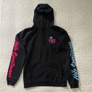 Nike Hoodie Mens S Black Sweatshirt Sportswear Y2K Neon Pink Blue Vintage 90s